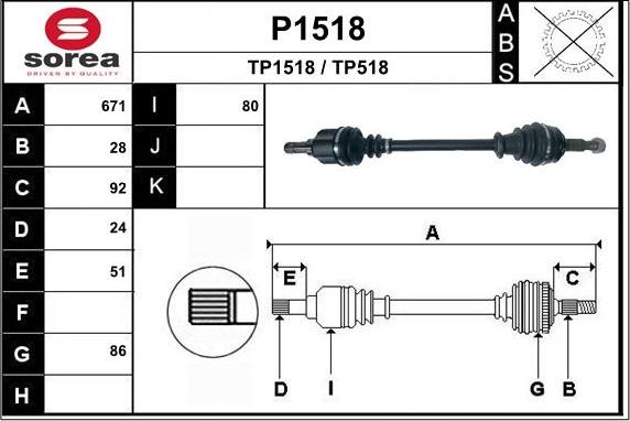 SNRA P1518 - Приводной вал autospares.lv