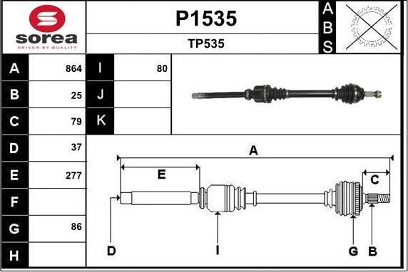 SNRA P1535 - Приводной вал autospares.lv