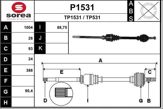 SNRA P1531 - Приводной вал autospares.lv