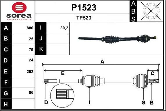 SNRA P1523 - Приводной вал autospares.lv