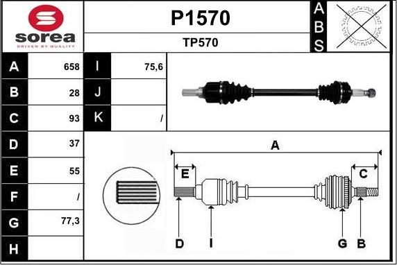 SNRA P1570 - Приводной вал autospares.lv