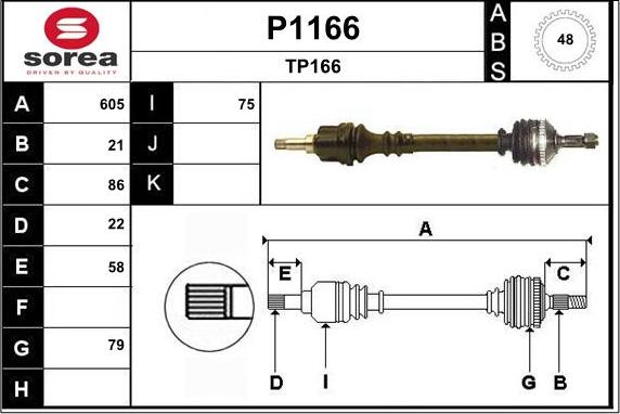 SNRA P1166 - Приводной вал autospares.lv