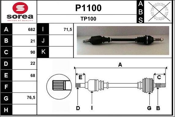 SNRA P1100 - Приводной вал autospares.lv