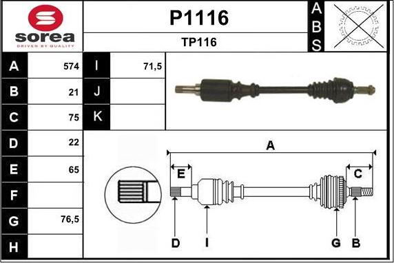 SNRA P1116 - Приводной вал autospares.lv