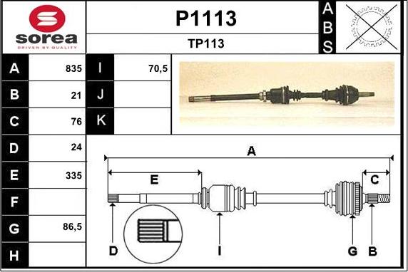 SNRA P1113 - Приводной вал autospares.lv