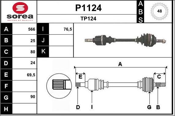 SNRA P1124 - Приводной вал autospares.lv