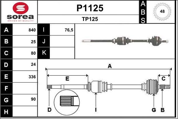 SNRA P1125 - Приводной вал autospares.lv