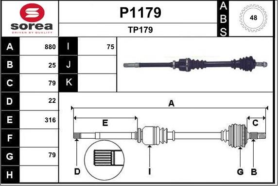 SNRA P1179 - Приводной вал autospares.lv