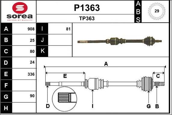 SNRA P1363 - Приводной вал autospares.lv