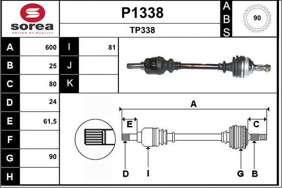 SNRA P1338 - Приводной вал autospares.lv