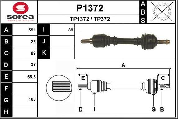 SNRA P1372 - Приводной вал autospares.lv