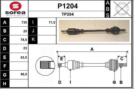 SNRA P1204 - Приводной вал autospares.lv