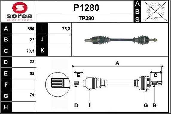 SNRA P1280 - Приводной вал autospares.lv