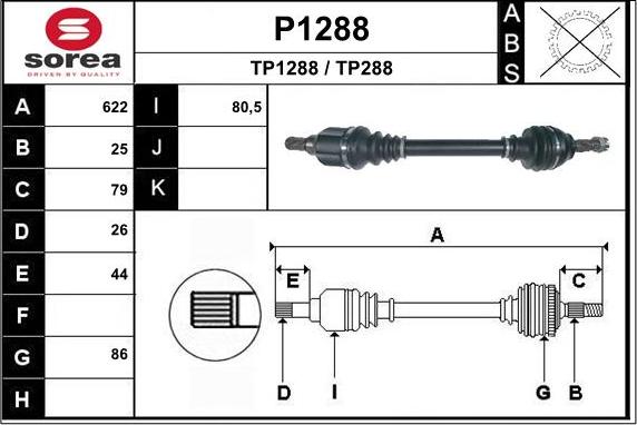 SNRA P1288 - Приводной вал autospares.lv