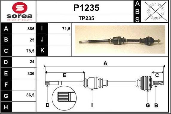 SNRA P1235 - Приводной вал autospares.lv