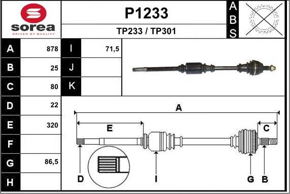 SNRA P1233 - Приводной вал autospares.lv