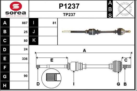 SNRA P1237 - Приводной вал autospares.lv