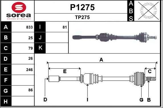 SNRA P1275 - Приводной вал autospares.lv