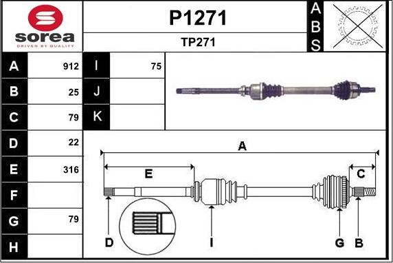 SNRA P1271 - Приводной вал autospares.lv