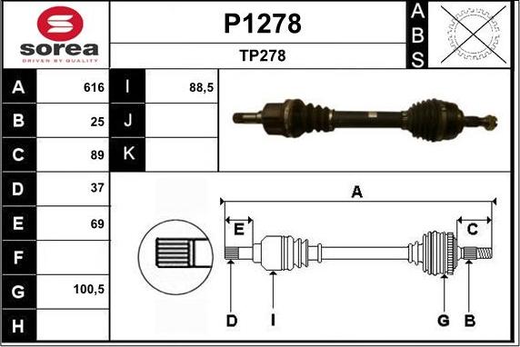 SNRA P1278 - Приводной вал autospares.lv