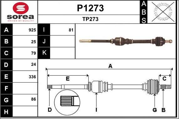 SNRA P1273 - Приводной вал autospares.lv