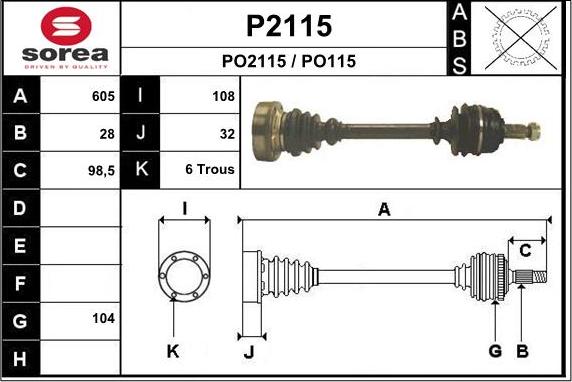 SNRA P2115 - Приводной вал autospares.lv