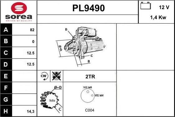 SNRA PL9490 - Стартер autospares.lv