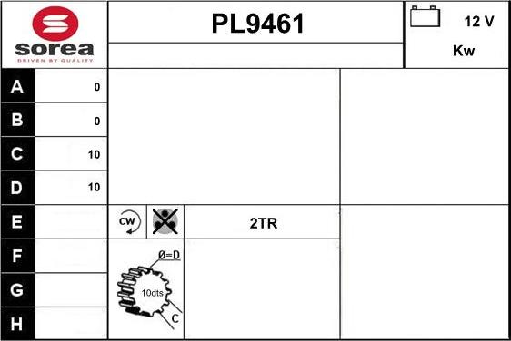 SNRA PL9461 - Стартер autospares.lv