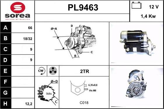 SNRA PL9463 - Стартер autospares.lv