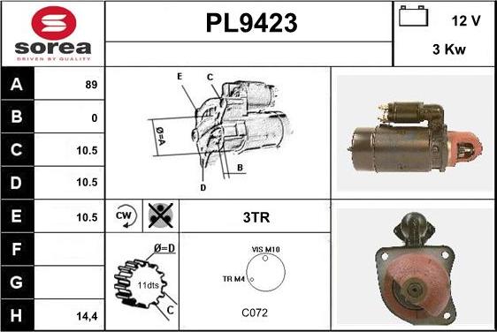 SNRA PL9423 - Стартер autospares.lv