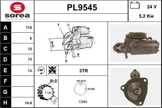 SNRA PL9545 - Стартер autospares.lv