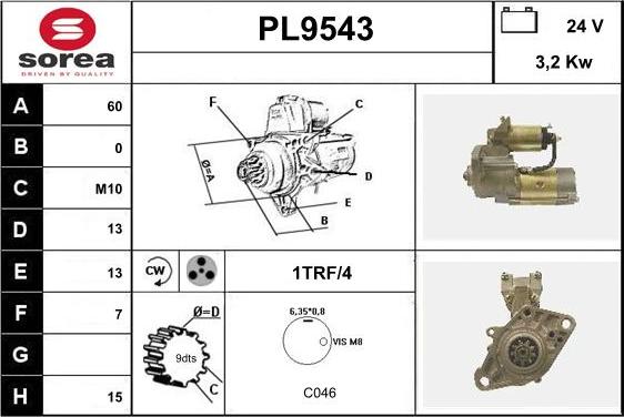 SNRA PL9543 - Стартер autospares.lv