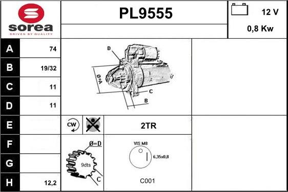 SNRA PL9555 - Стартер autospares.lv