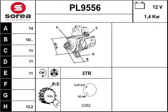 SNRA PL9556 - Стартер autospares.lv