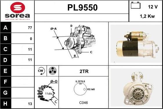 SNRA PL9550 - Стартер autospares.lv