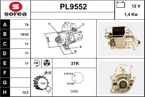 SNRA PL9552 - Стартер autospares.lv