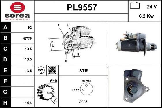 SNRA PL9557 - Стартер autospares.lv