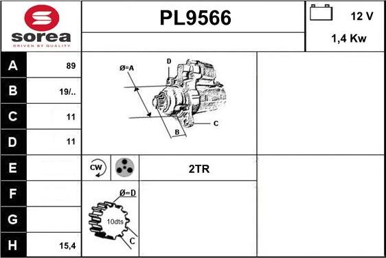 SNRA PL9566 - Стартер autospares.lv