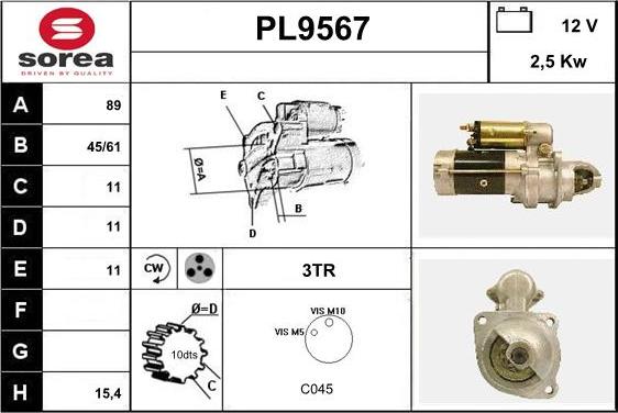 SNRA PL9567 - Стартер autospares.lv