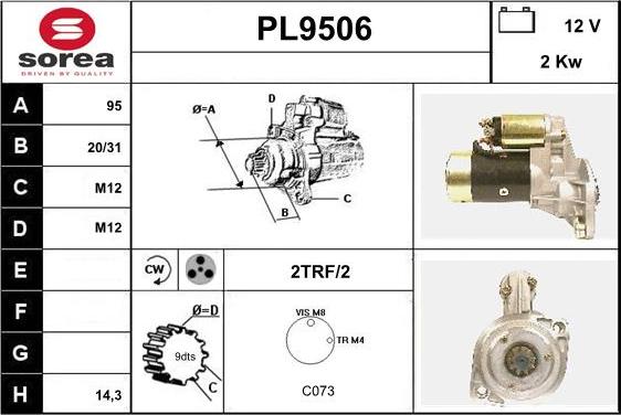 SNRA PL9506 - Стартер autospares.lv