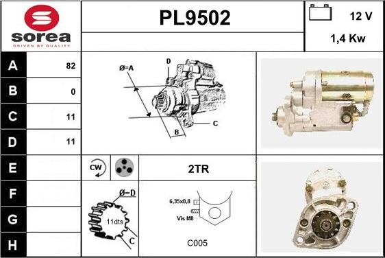 SNRA PL9502 - Стартер autospares.lv