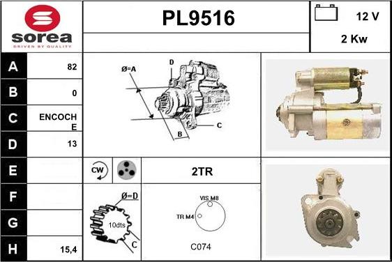 SNRA PL9516 - Стартер autospares.lv