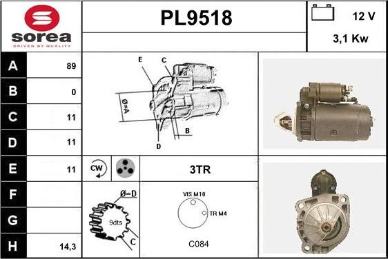 SNRA PL9518 - Стартер autospares.lv