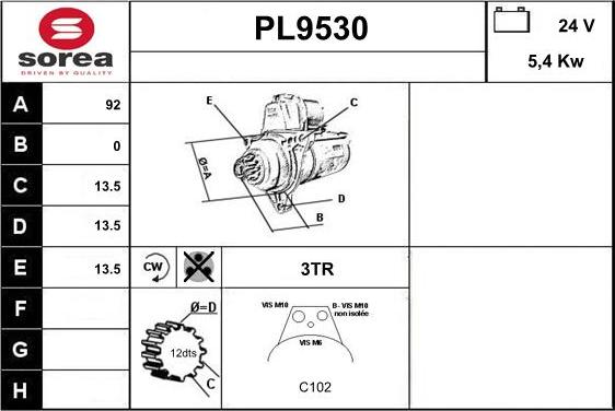 SNRA PL9530 - Стартер autospares.lv