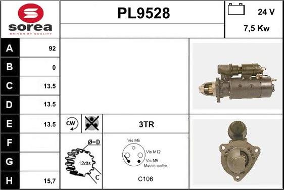 SNRA PL9528 - Стартер autospares.lv