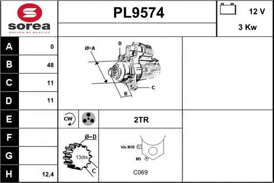 SNRA PL9574 - Стартер autospares.lv