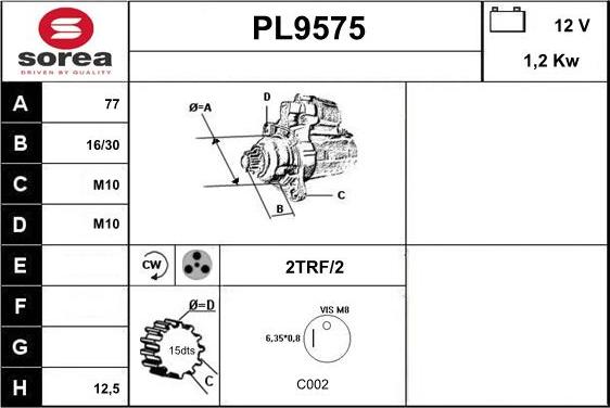 SNRA PL9575 - Стартер autospares.lv