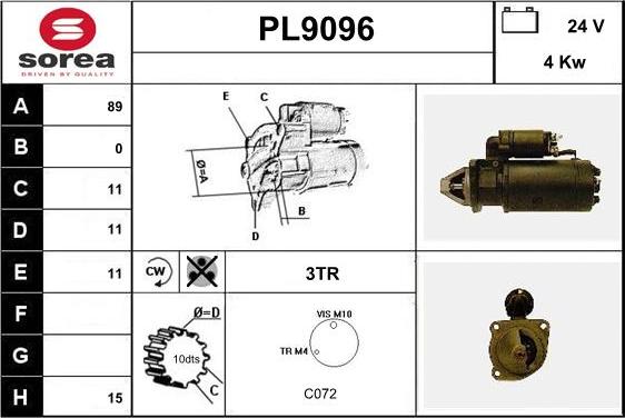 SNRA PL9096 - Стартер autospares.lv