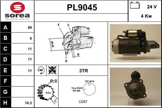 SNRA PL9045 - Стартер autospares.lv