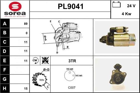 SNRA PL9041 - Стартер autospares.lv